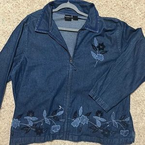 ERIKA VINTAGE Denim Floral Shirt Size 2X